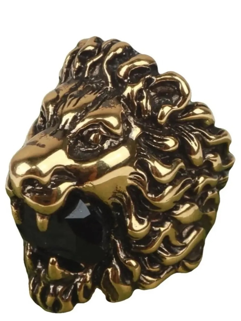 Unisex Gucci, Lionhead, motif, Black, Crystal, aged gold tone, finish size 10